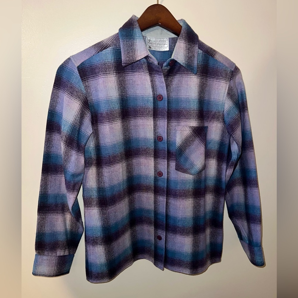 Pendleton Purple Plaid Button Up - image 1